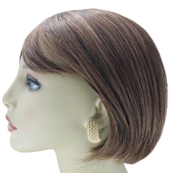 14 Karat Yellow Gold Textured Weave Half Hoop Earrings #20260 - Picture 6 of 7